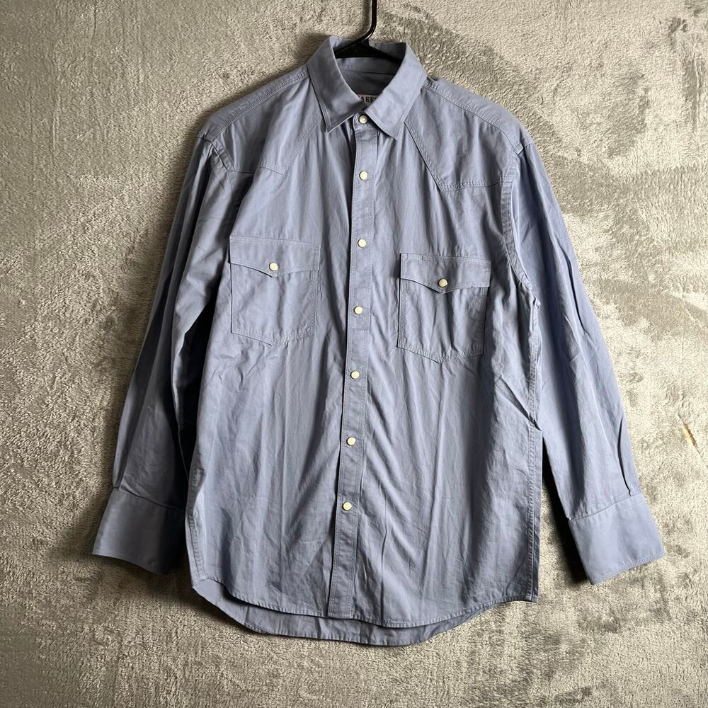 Schaefer Outfitter Pearl‎ Snap Western Long Sleeve Shirt Men’s Medium Blue Rodeo